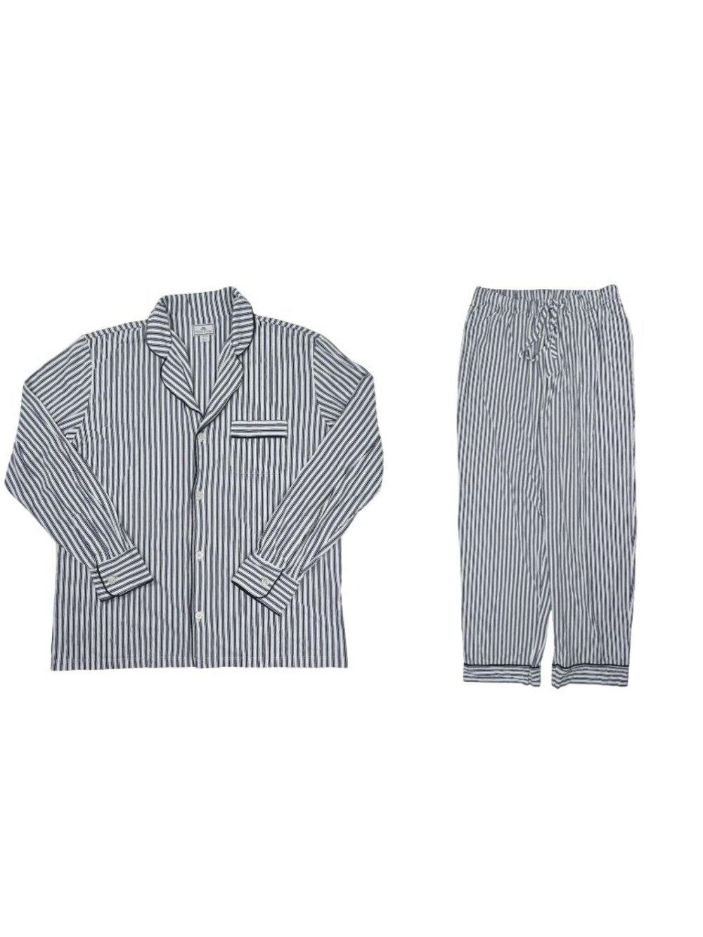 Petite Plume Pima Pajama Set in Navy French Ticking